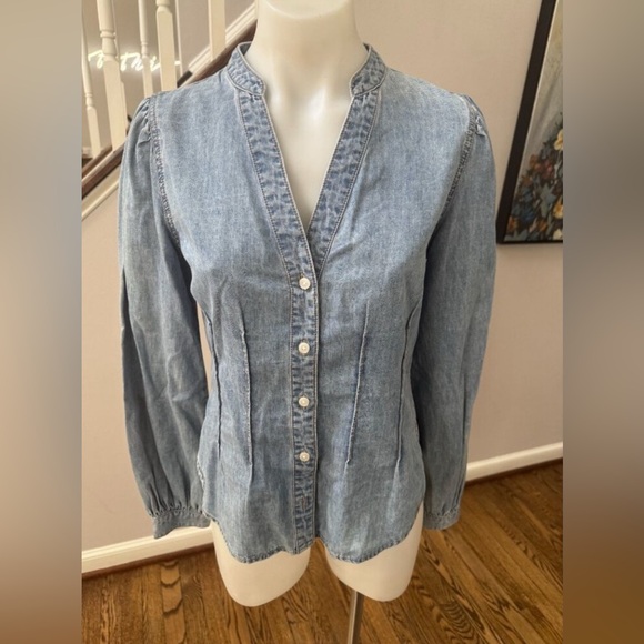 VERONICA BEARD Sedona Top - Color Silverwood - Size 4 - Picture 5 of 10